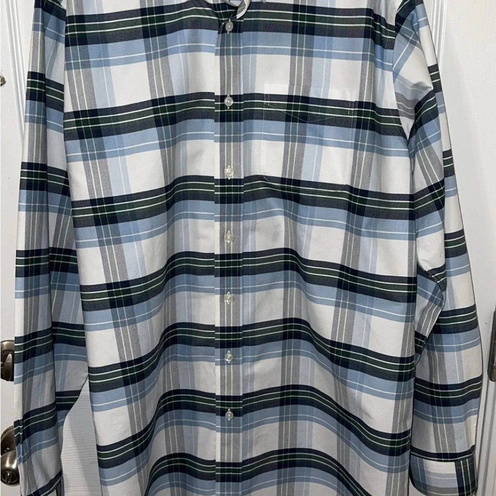 L.L. Bean Men's Blue and Black Plaid Button-Down Shirt - Picture 1 of 3
